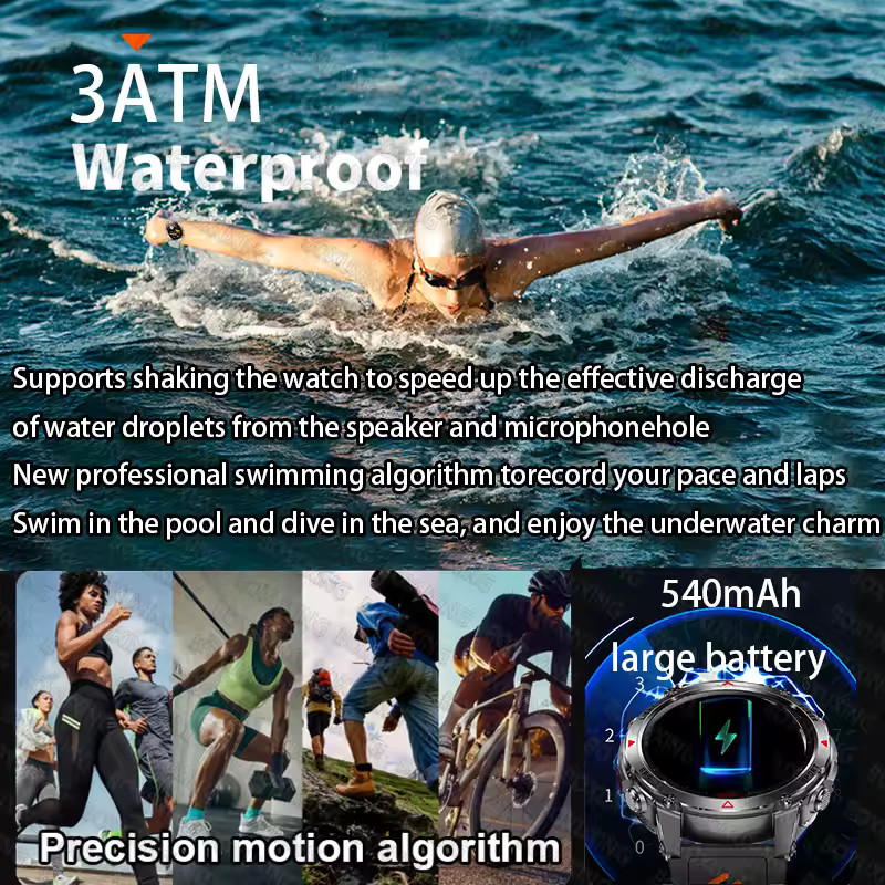Military Smart Watches For Men Outdoor GPS LED Flashlight Rugged Fitness Tracker