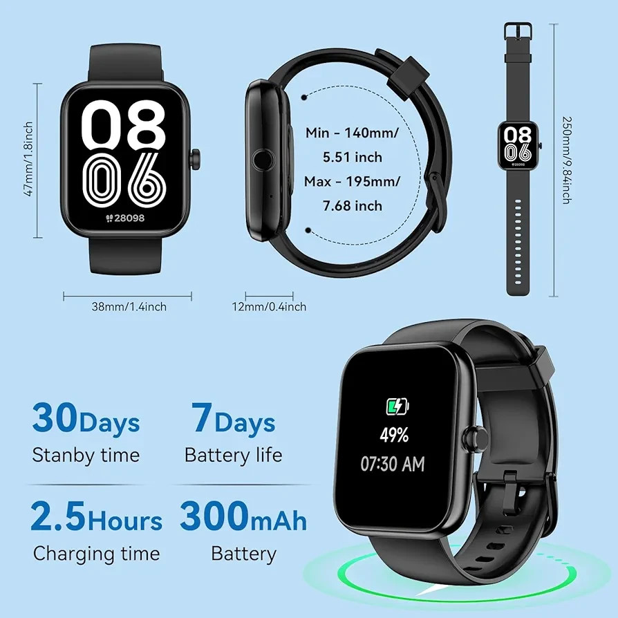 SENBONO Smartwatch w/ Alexa – HD Touch, Bluetooth Calls, Fitness, Waterproof