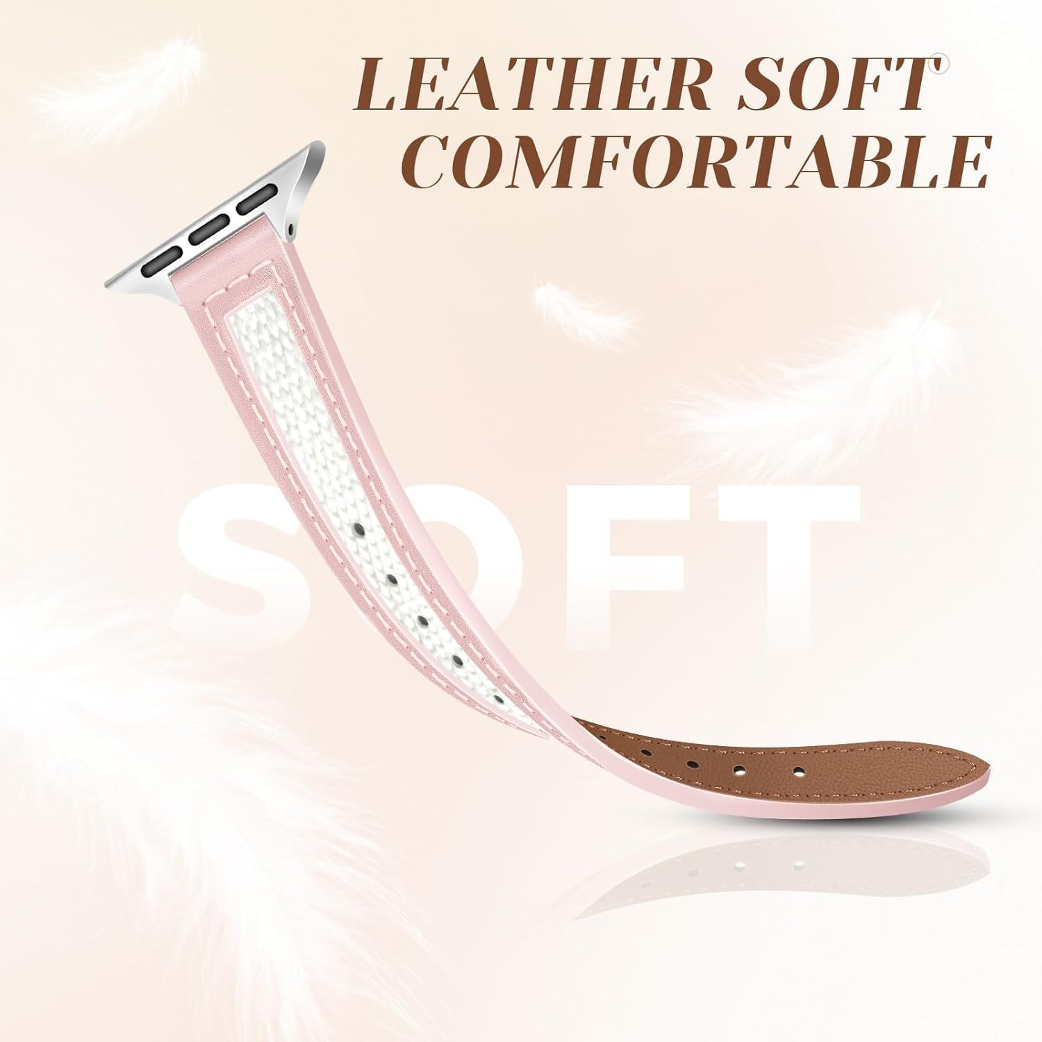 Thin Leather Band for Apple Watch Series 11, 38mm, 40mm, 41mm – Women’s Design