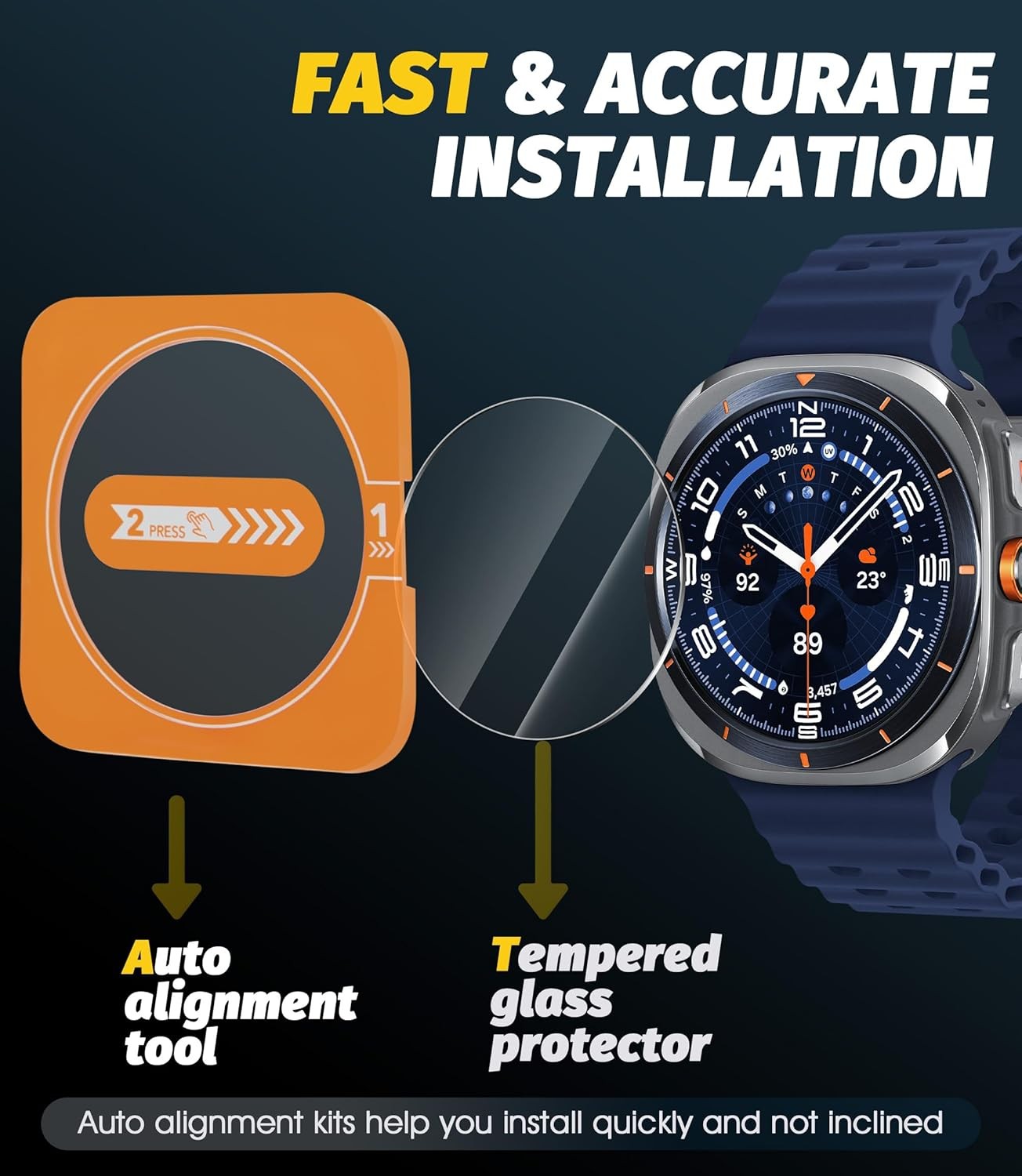 3 Pack Tempered Glass Screen Protector for Samsung Galaxy Watch 8 Ultra 47mm