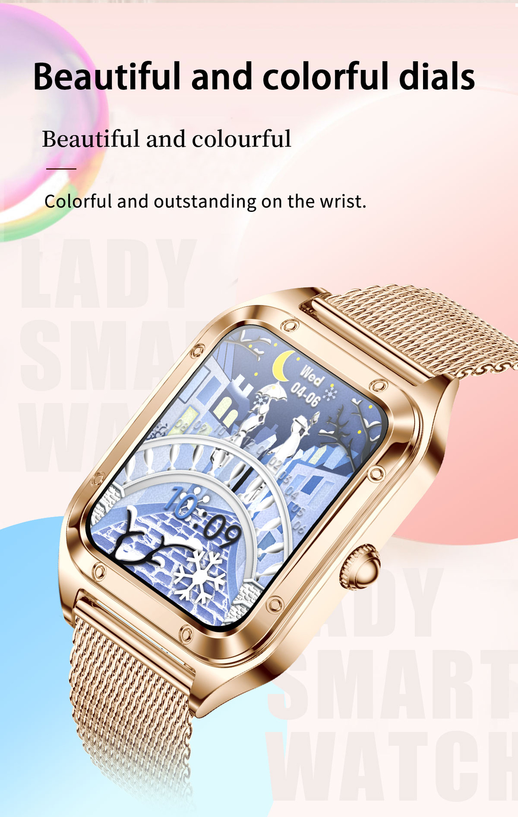 Touch Screen Bluetooth Call Smart Watch Women Girls for IOS Android Cellphones