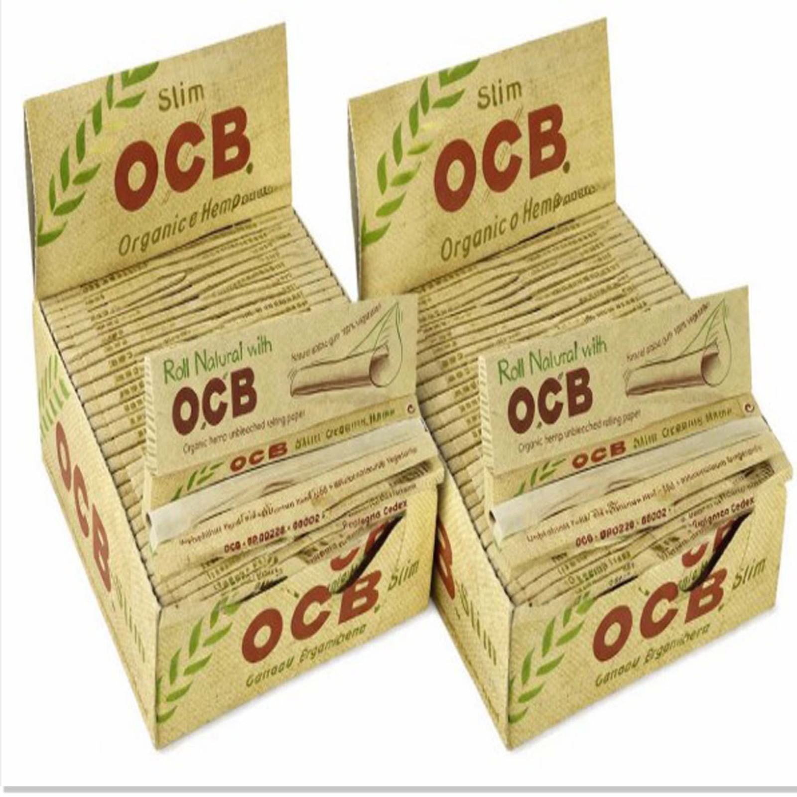 2 Pack OCB Organic Hemp King Size Slim Cartine 50 Libretti Box