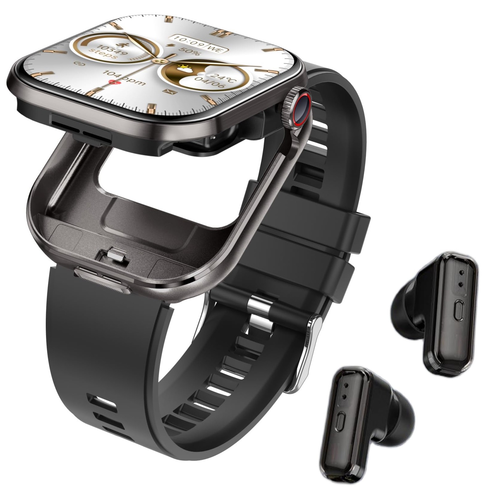 Desong 2 In 1 Smart Watch TWS Earbuds,2.02″ HD Touch Screen Fitness