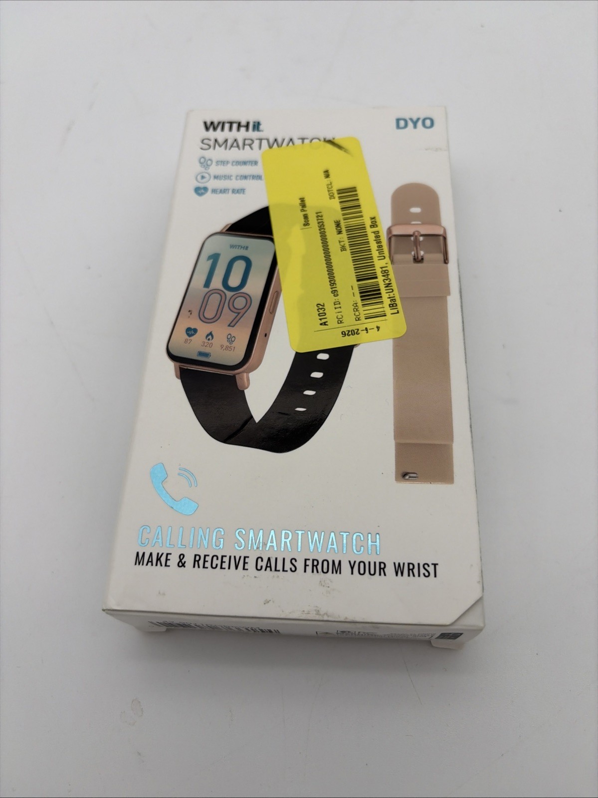 WITHit DYO Smartwatch Touchscreen, Heart Rate, Black/Blush Silicone, Gold, 42mm…
