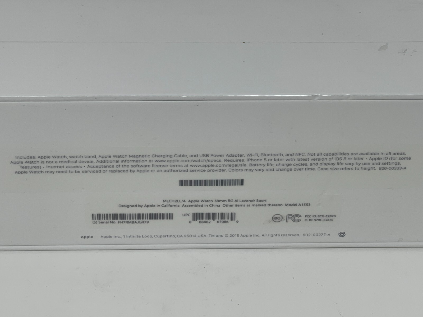 Apple Smart Watch Sport 7000 38mm Rose Gold Aluminum Case Lavender Ba Wristwatch