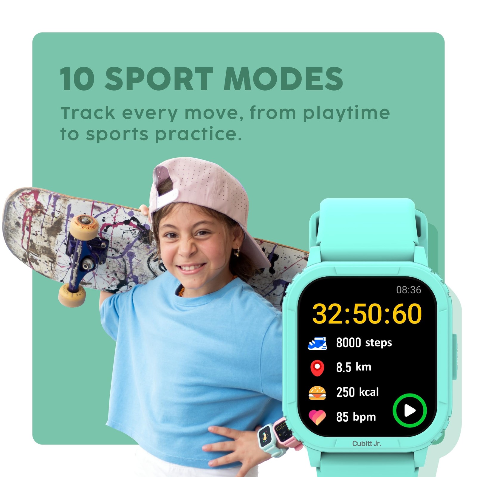 Cubitt Jr. Smartwatch Fitness Tracker for Kids and Teens with Games, Step Cou…