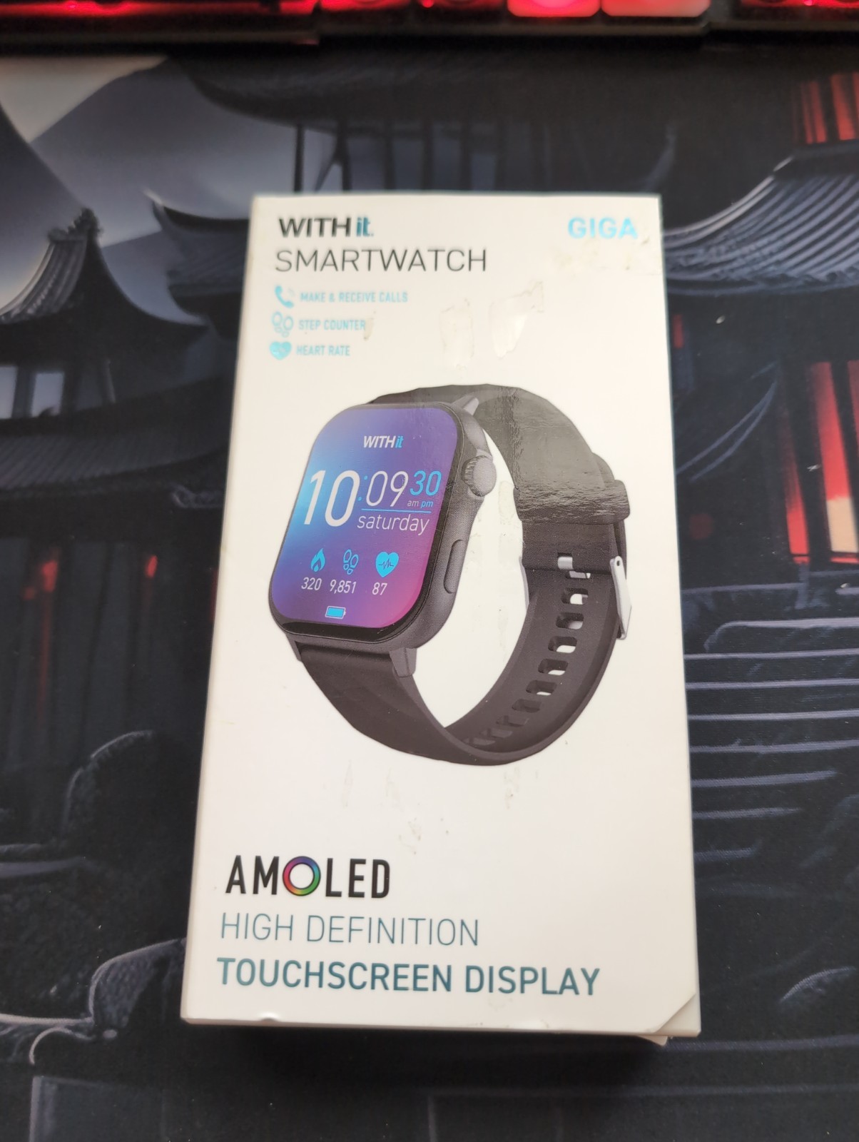 WITHit Giga HD Amoled Touchscreen Smartwatch (42/9002GYBKW) Black New Open Box