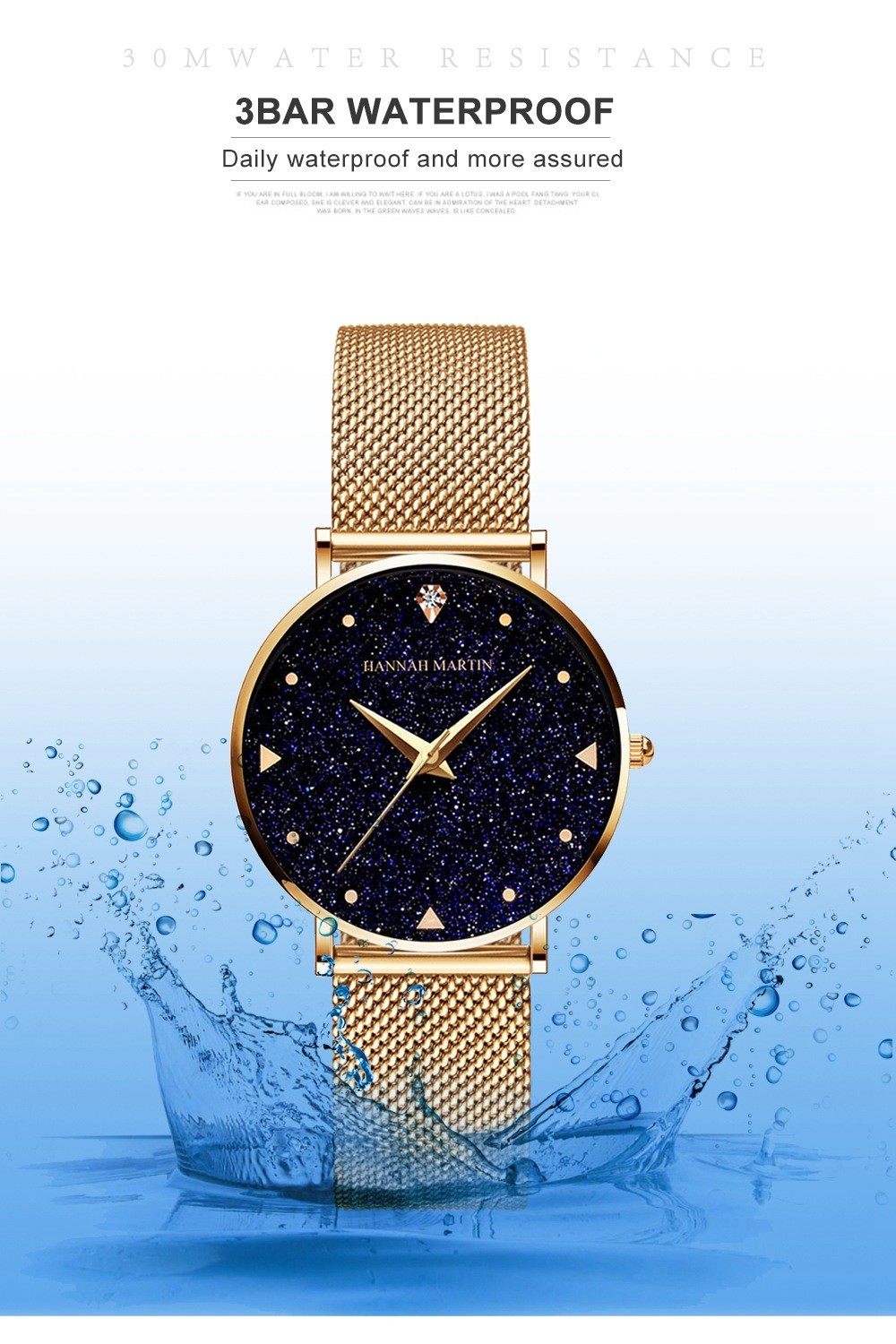 Japan Quartz Movement Stainless Steel Mesh Band Watch Waterproofing For Women