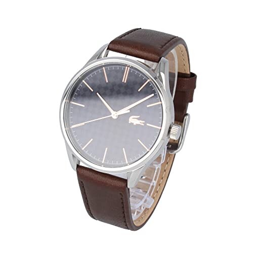 Lacoste Men’s Quartz Analog Watch 3-Hand SS Leather Brown Silver Navy 2011046
