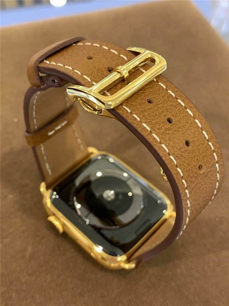 44mm Apple Watch Series 5 Custom 24K Gold Plated Stainless Steel GPS Cellular