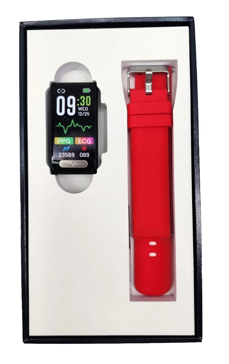 TK70 Fitness Tracker Heart Rate Blood Pressure Monitor Smart Watch, Red Silicone