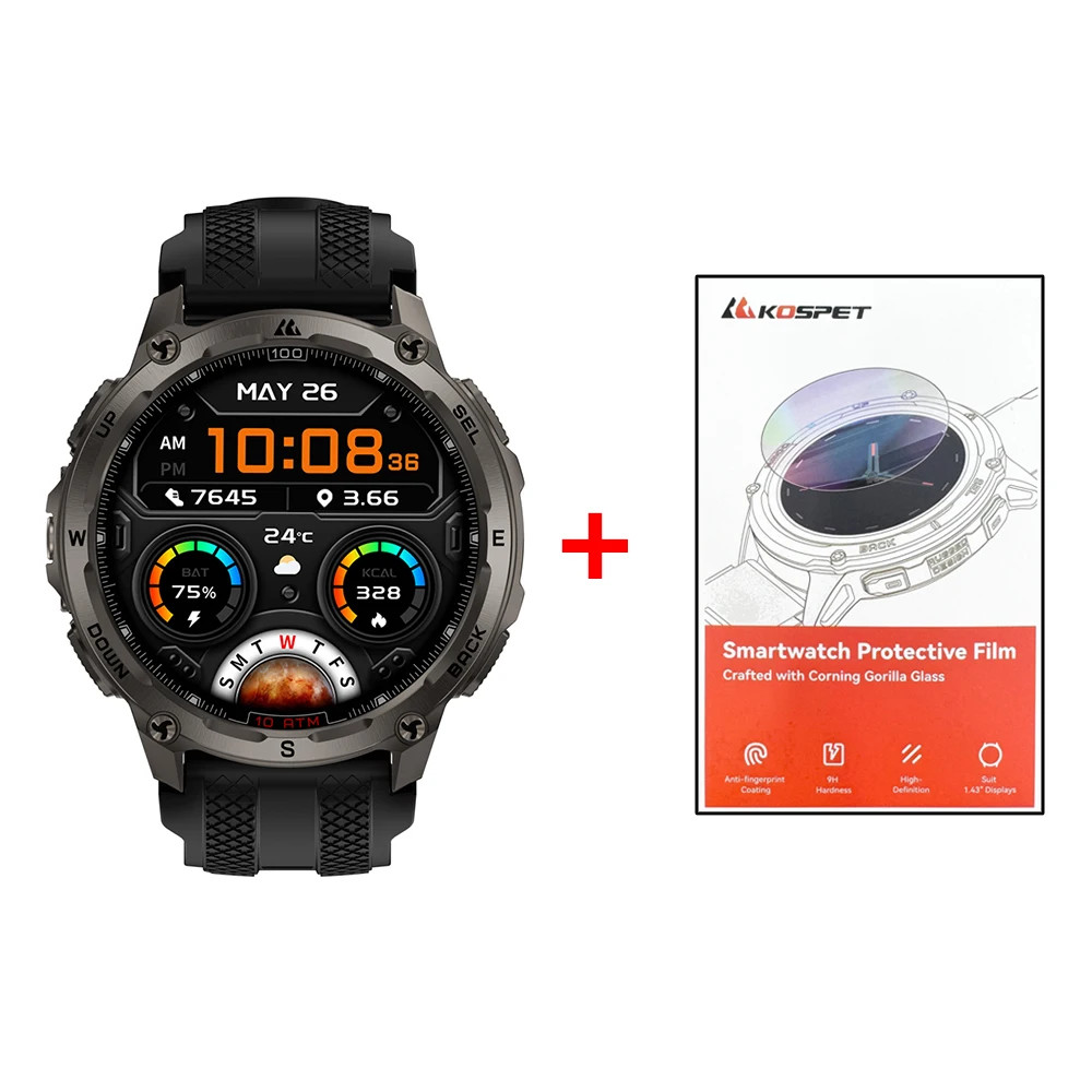 KOSPET Tank T4 Smart Watch Stainless Steel 6-Sat GPS 100M Waterproof Men