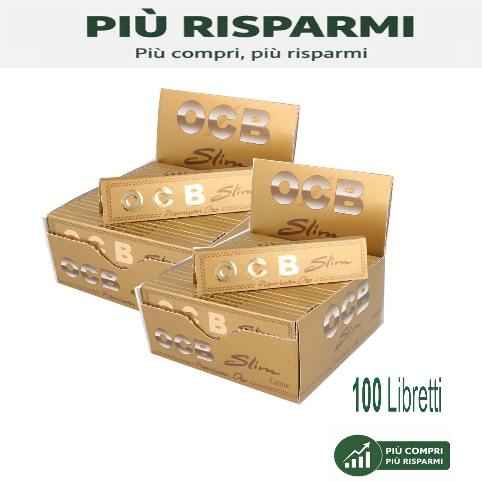 Cartine OCB Gold Premium King Size Slim Lunghe 50 Libretti Scatola Originale