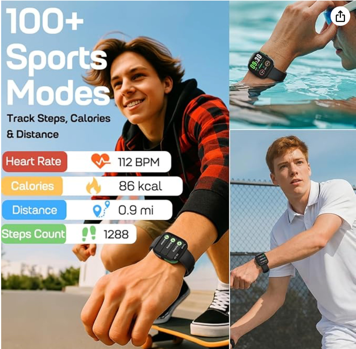 Fitness Tracker(Answer/Make Call), 1.83” Health Fitness Watch with Heart Rate,