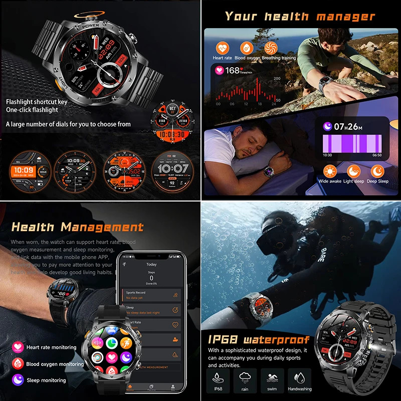 New T-Rex 3 Ultra Military Grade 1000Mah Battery Smart Watch Men IP68 Waterproof