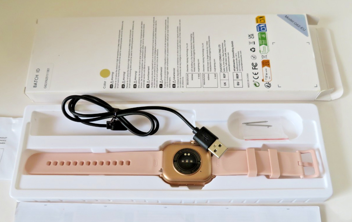 Women’s Smart Fitness Watch By G62 iOS/Android 1.85″ Pink