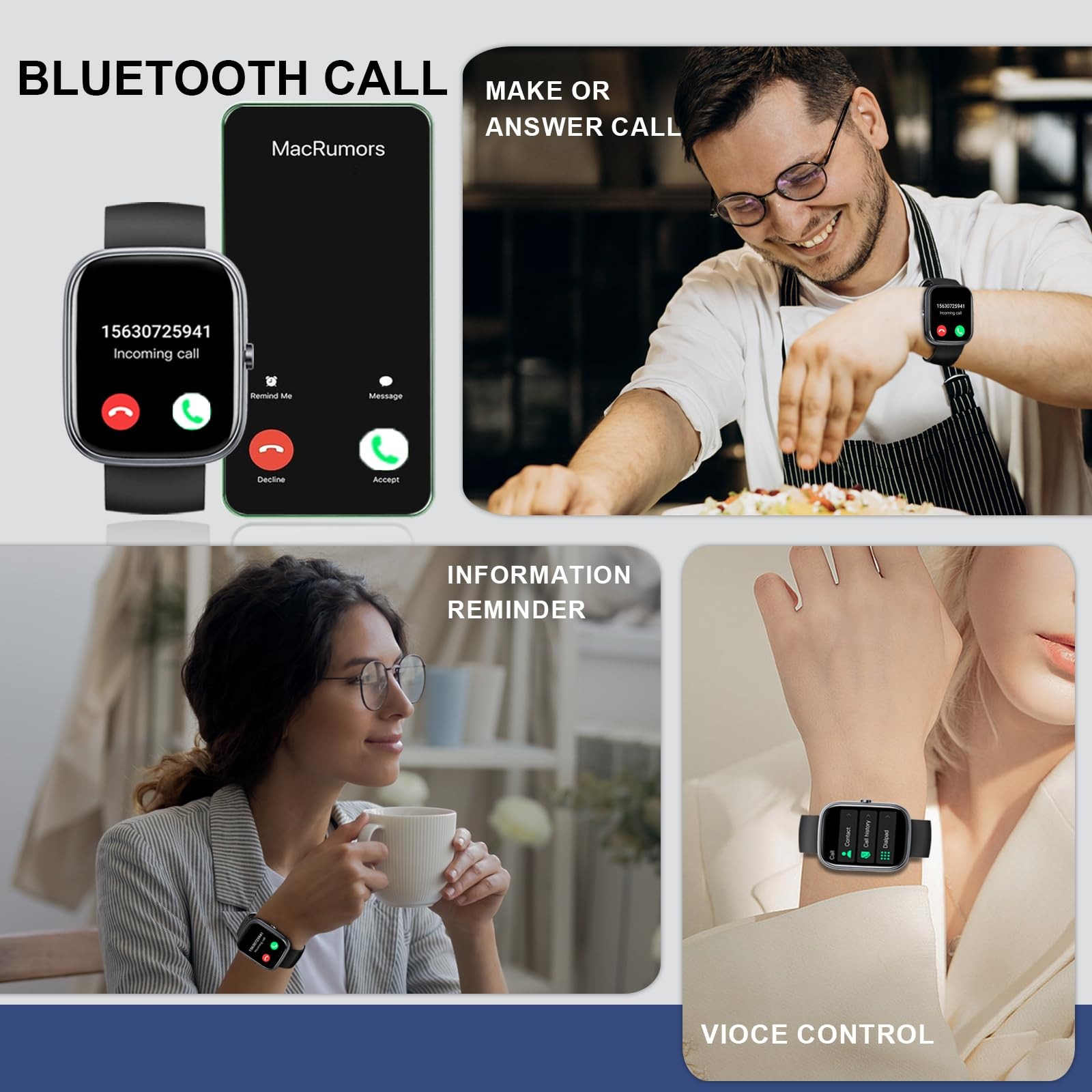 Smart Watch for Men Women, 1.91″Smartwatch with Answer/Make Call Watches