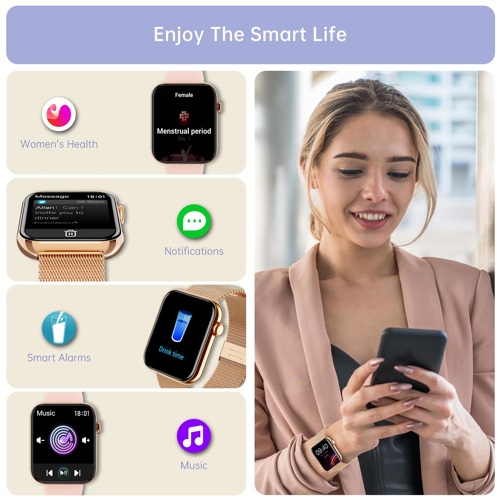 for Men(Answer/Make Calls) 1.85″ HD Fitness Tracker for Android iPhone with S…