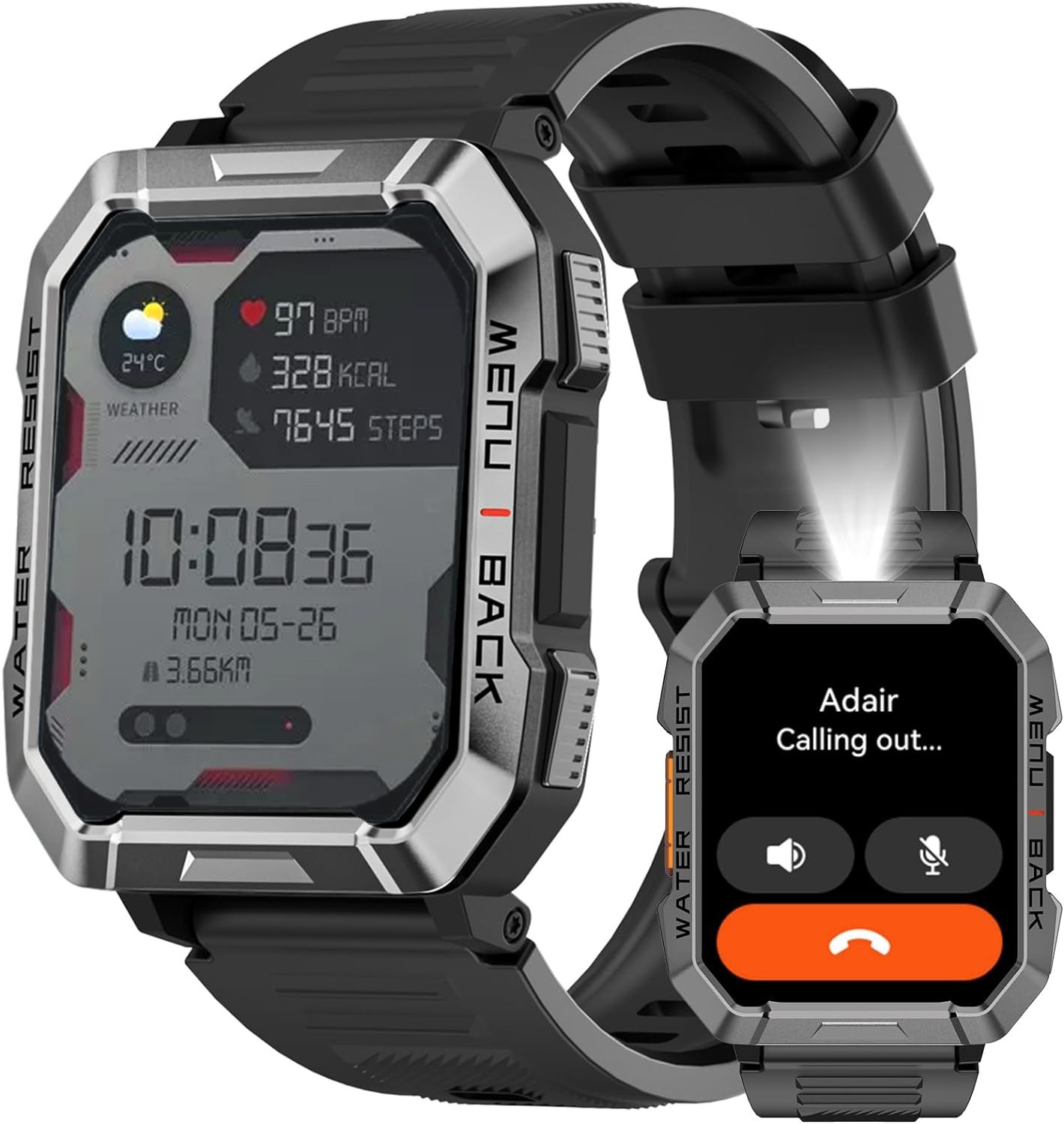 Military Smart Watch for Men(Call Receive/Dial)Rugged Tactical Fitness Tracker