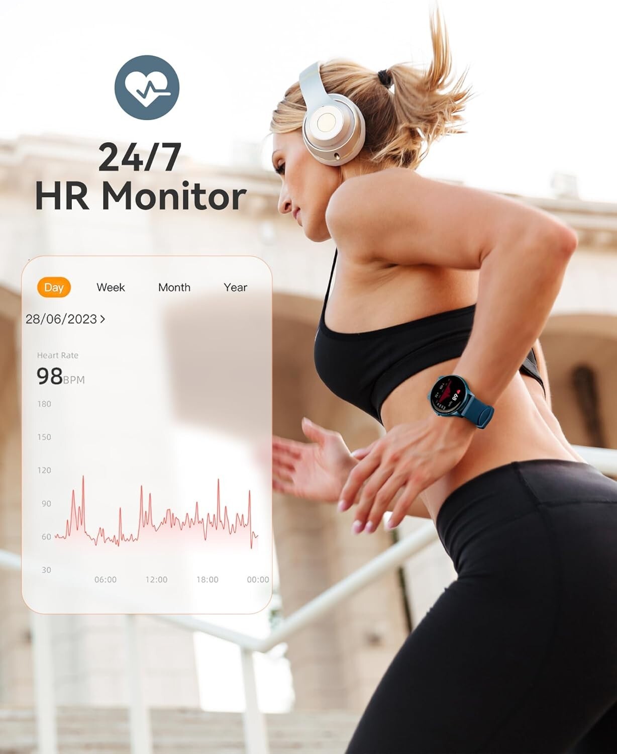 AGPTEK LW11 Smart Watch Waterproof Pulse SpO2 24H Health Monitor & Smart Remind