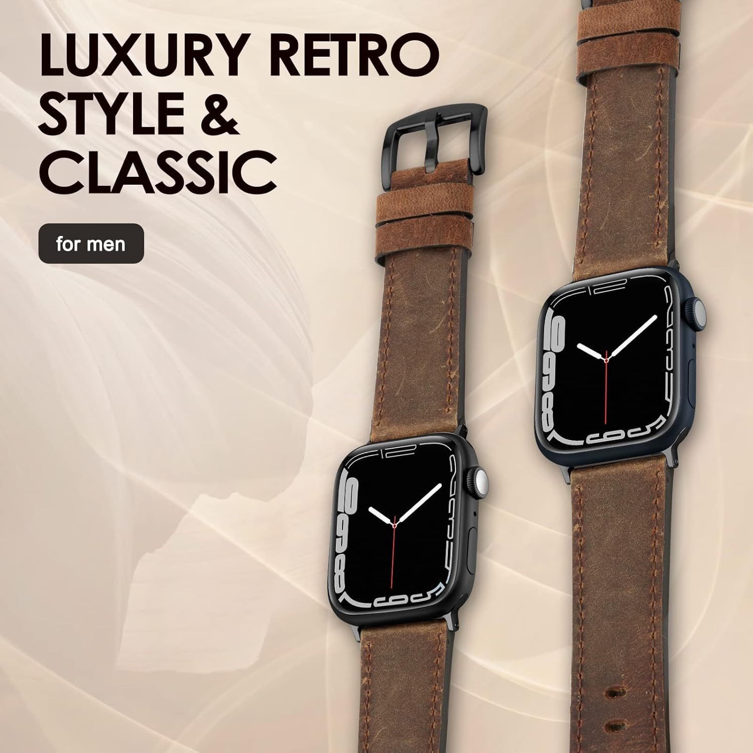 Vintage Genuine Leather Strap Compatible with Apple Watch 44mm Series 1/2/3