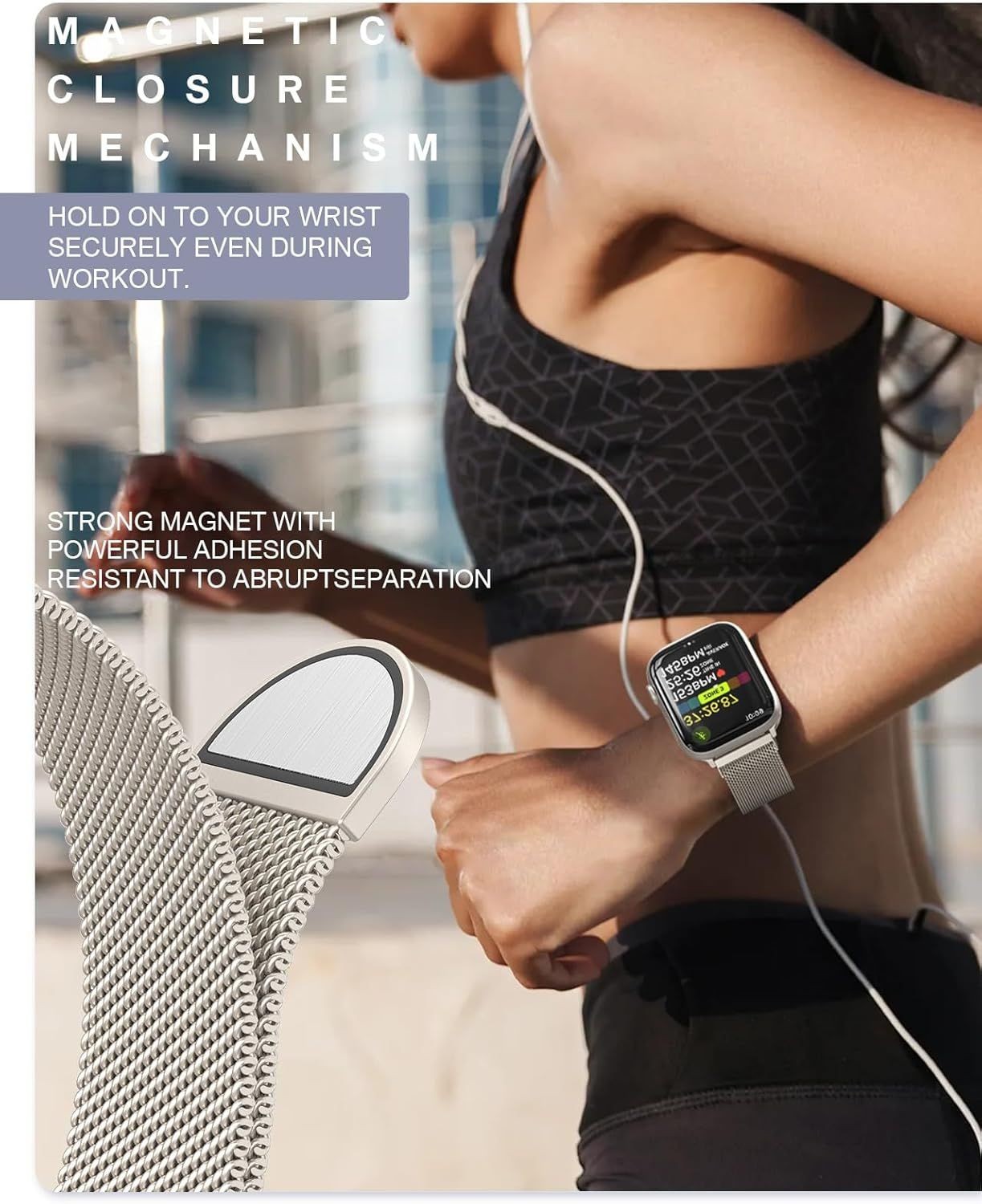 Stainless Steel Milanese Loop Strap Compatible with Apple Watch 41mm 40mm
