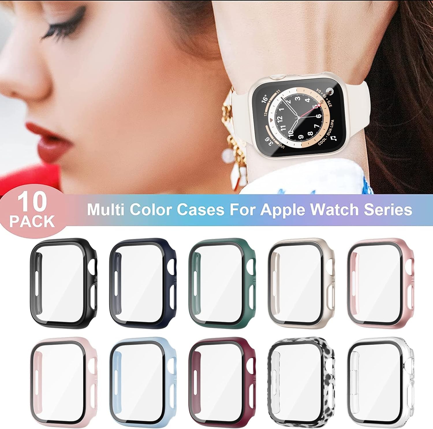 10 Colorful Case Pack for 38mm Apple Watch Series 3/2/1 with Tempered Glass Prot