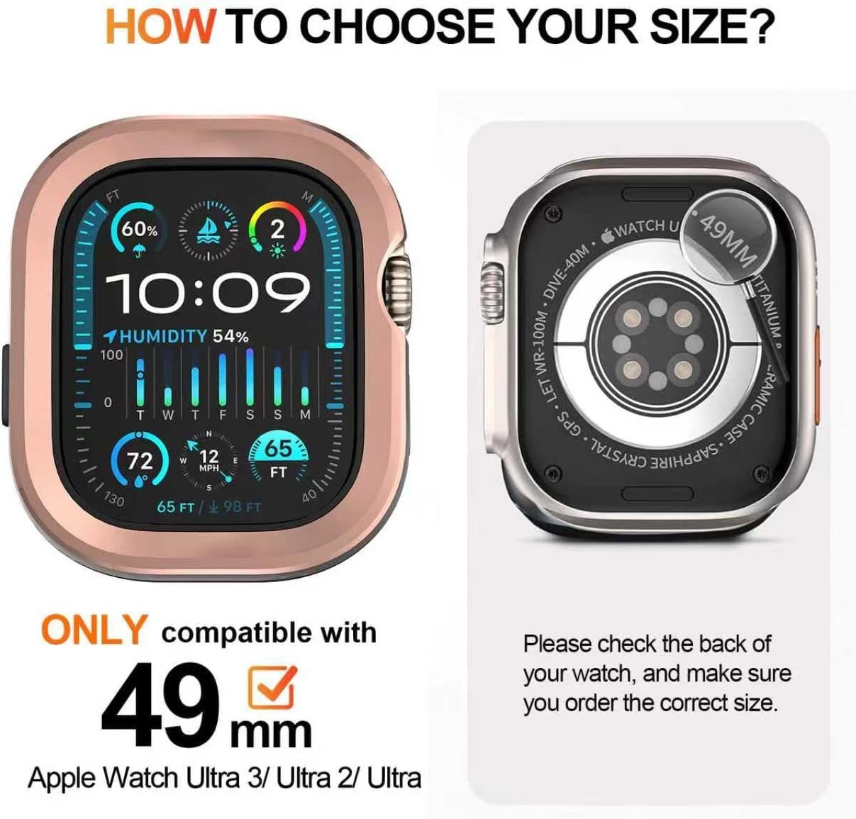 2 in 1 Rugged Case for Apple Watch Ultra 49mm, Shockproof Aluminum Bumper