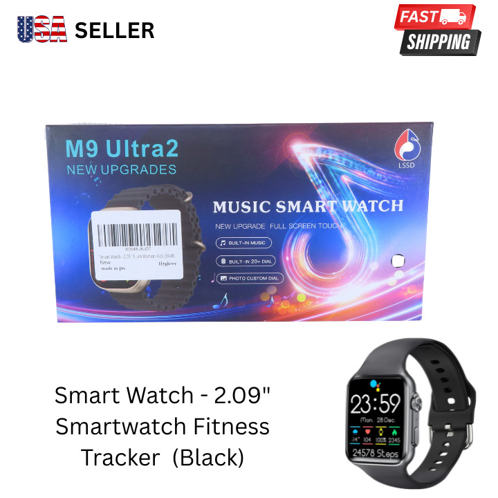 2.09″ SMART WATCH FITNESS TRACKER BLACK CALLS MUSIC SPO2 HEART RATE IOS/ANDROID