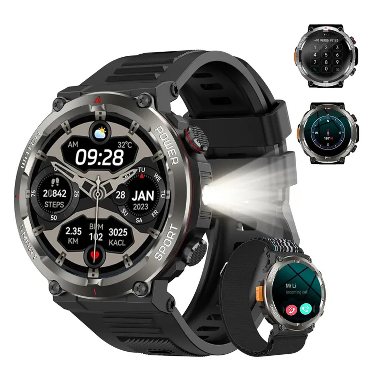 Smart Watch Military Tactical Men Sport Heart Rate Fitness Tracker Wristwatch US