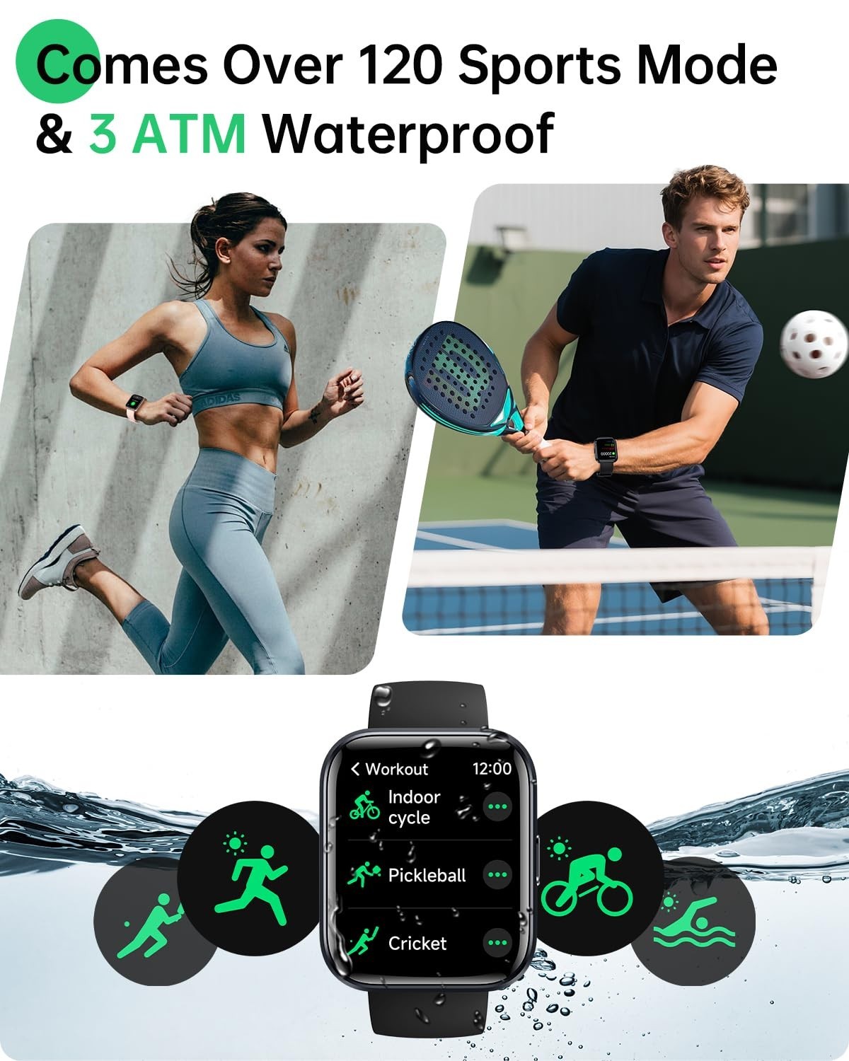 1.83″ HD Smart Watch for Android & iPhone, Fitness Tracker, Heart Rate Monitor,