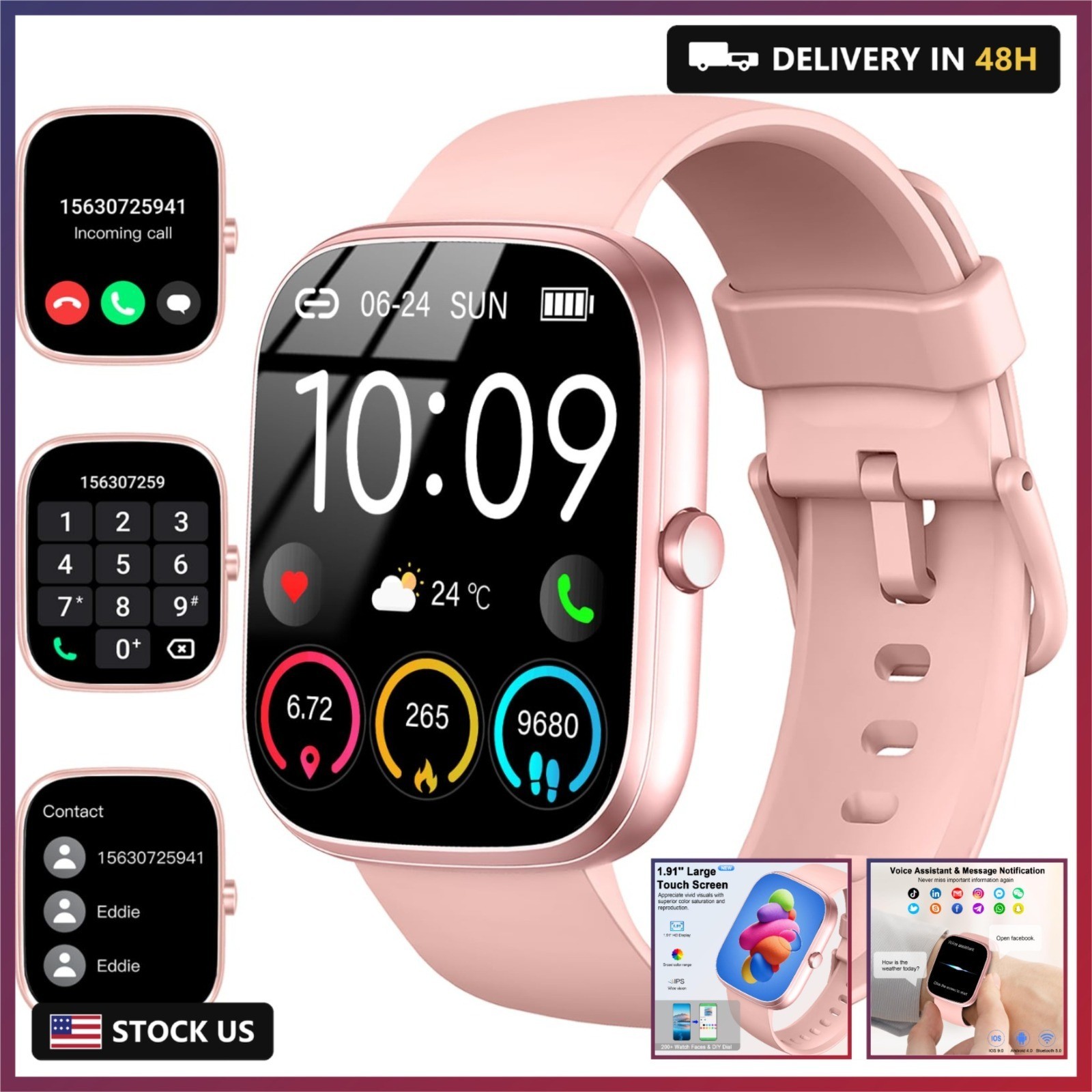 Smart Watch for Women (Answer/Make Call), 1.91″HD Smartwatch with Heart Rate/Sle