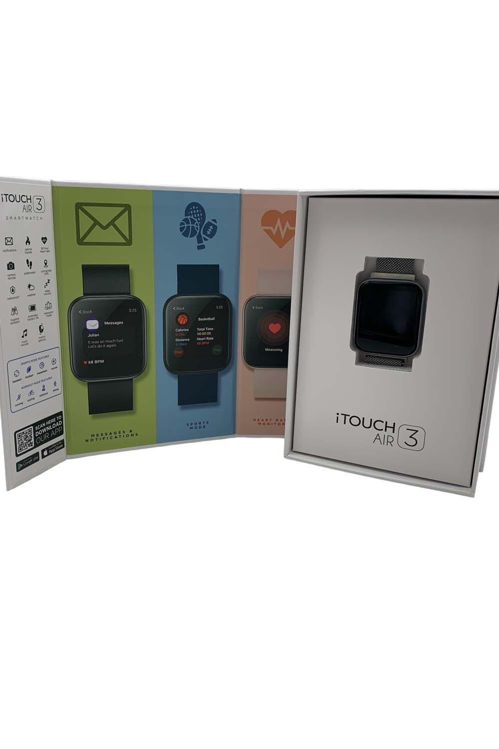 iTOUCH Wearables Air 3 Fitness Smartwatch with Metal Strap – Silver