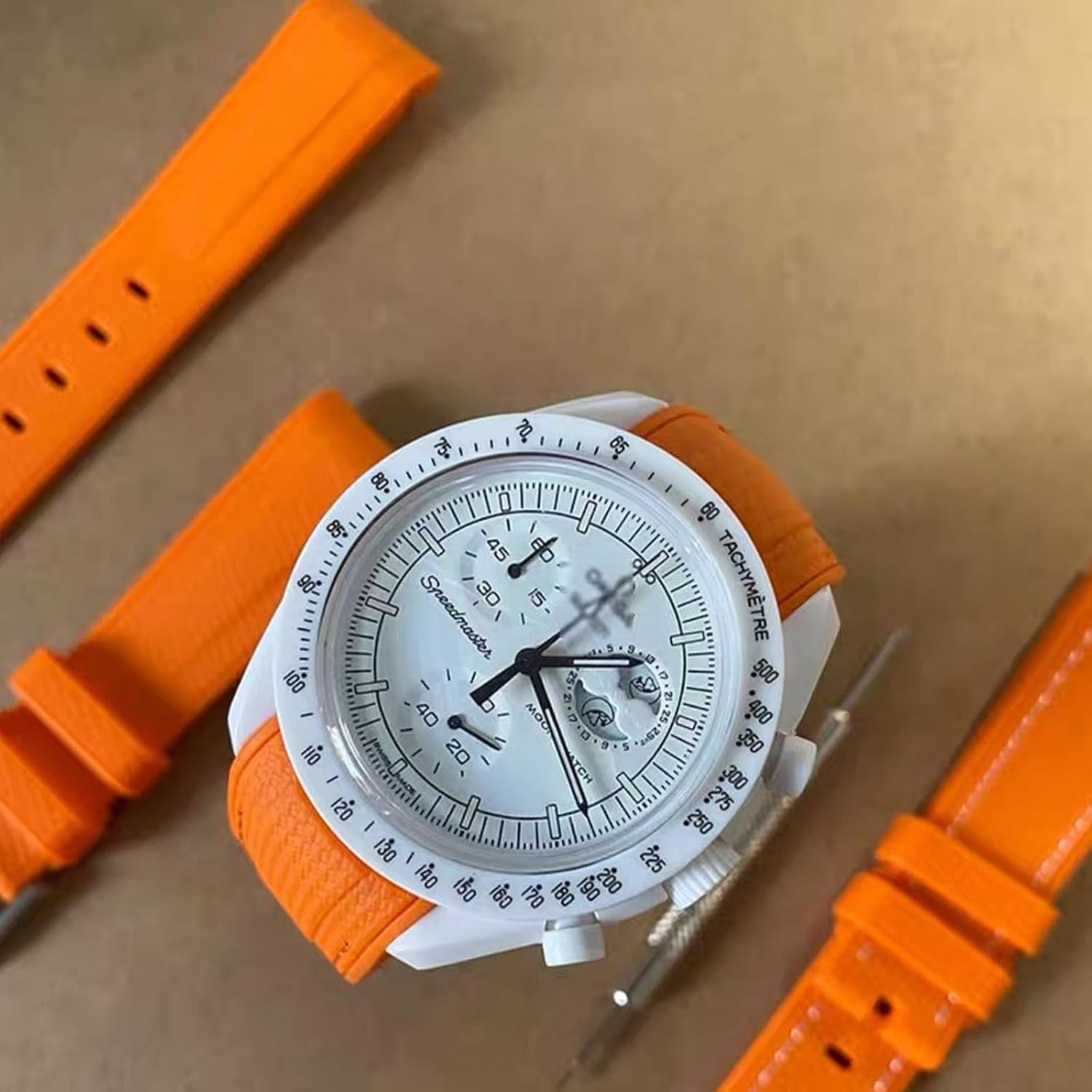 Silicone Rubber Strap for Omega Swatch Moonswatch 20mm Curved End Weave Style