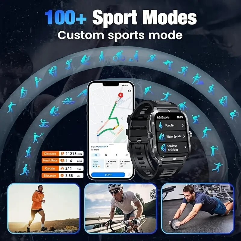 Military Smart Watch for Men(Answer/Make Calls) Rugged Tactical Fitness Tracker