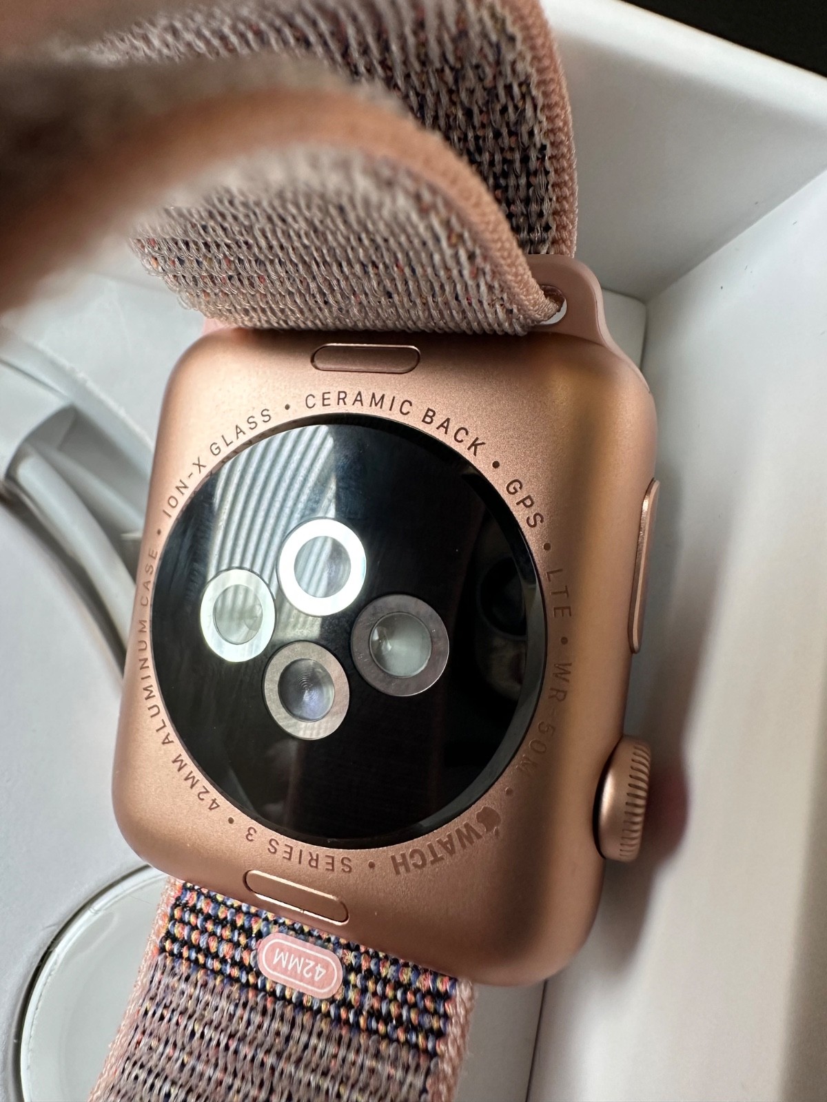 Apple Watch Series 3 42mm Gold Aluminum Pink Sand Sport Loop – Brand New As Is