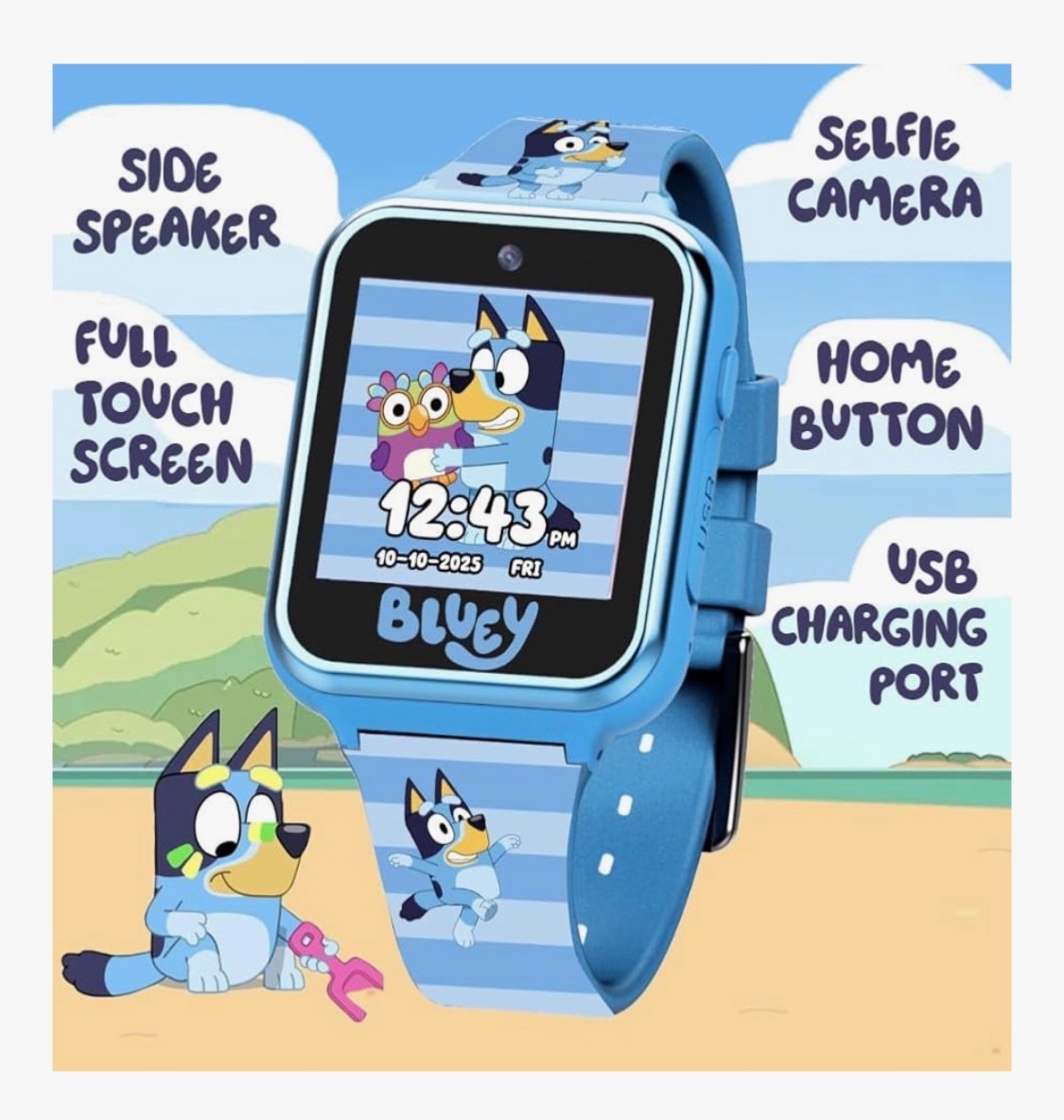 Bluey Kids Smartwatch with Camera, Games, Pedometer and Audio Recorder Age 3+
