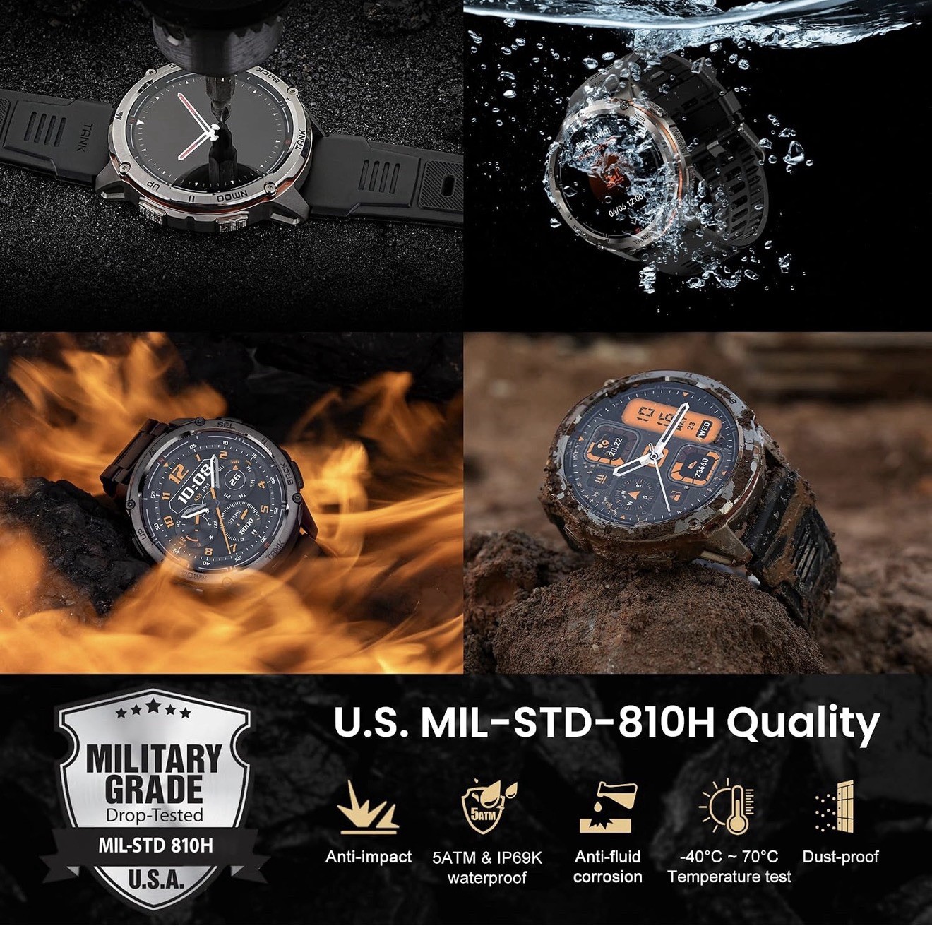 T3 Ultra 2 Rugged Smartwatch, GPS, Extra-Long Battery, Special Edition, Black