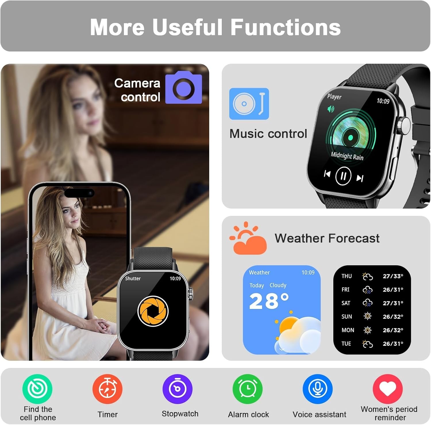 MFVLP LC310 Smart Watch Men Women Answer/Make Calls 1.85” AMOLED HD 100+ Modes