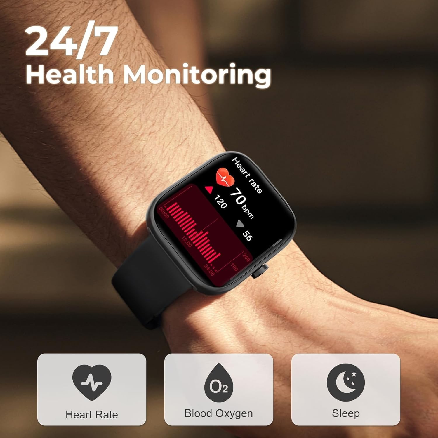 Smart Watch for Men Women, 1.83″ HD Touchscreen Fitness with X, Black NEW!
