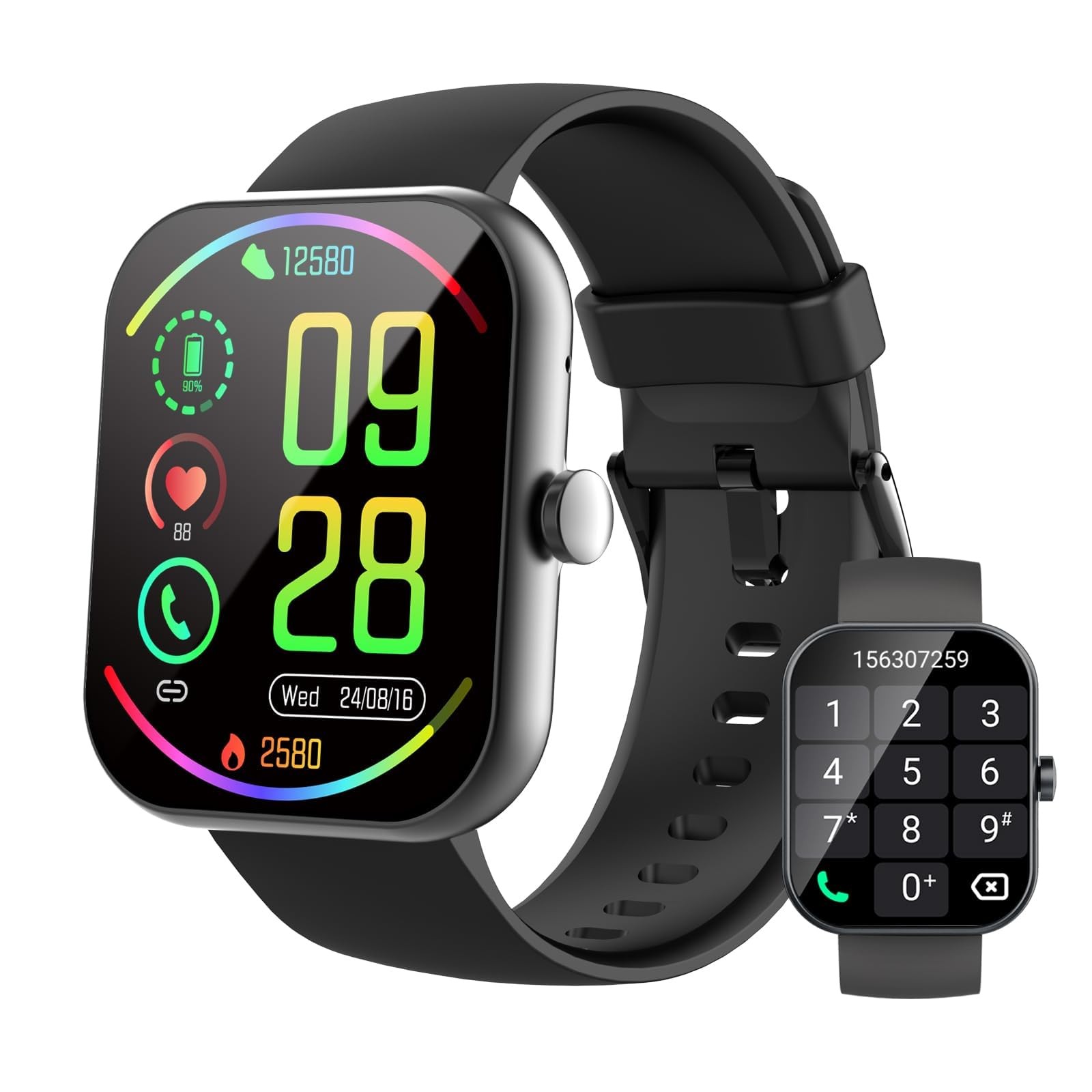 Reloj Inteligente Bluetooth de Hombre para iPhone Apple Samsung Android [Negro]