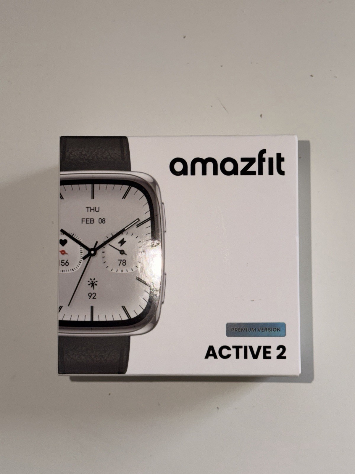Amazfit Active 2 Square Smartwatch (Premium Version) w/ Black Leather Band
