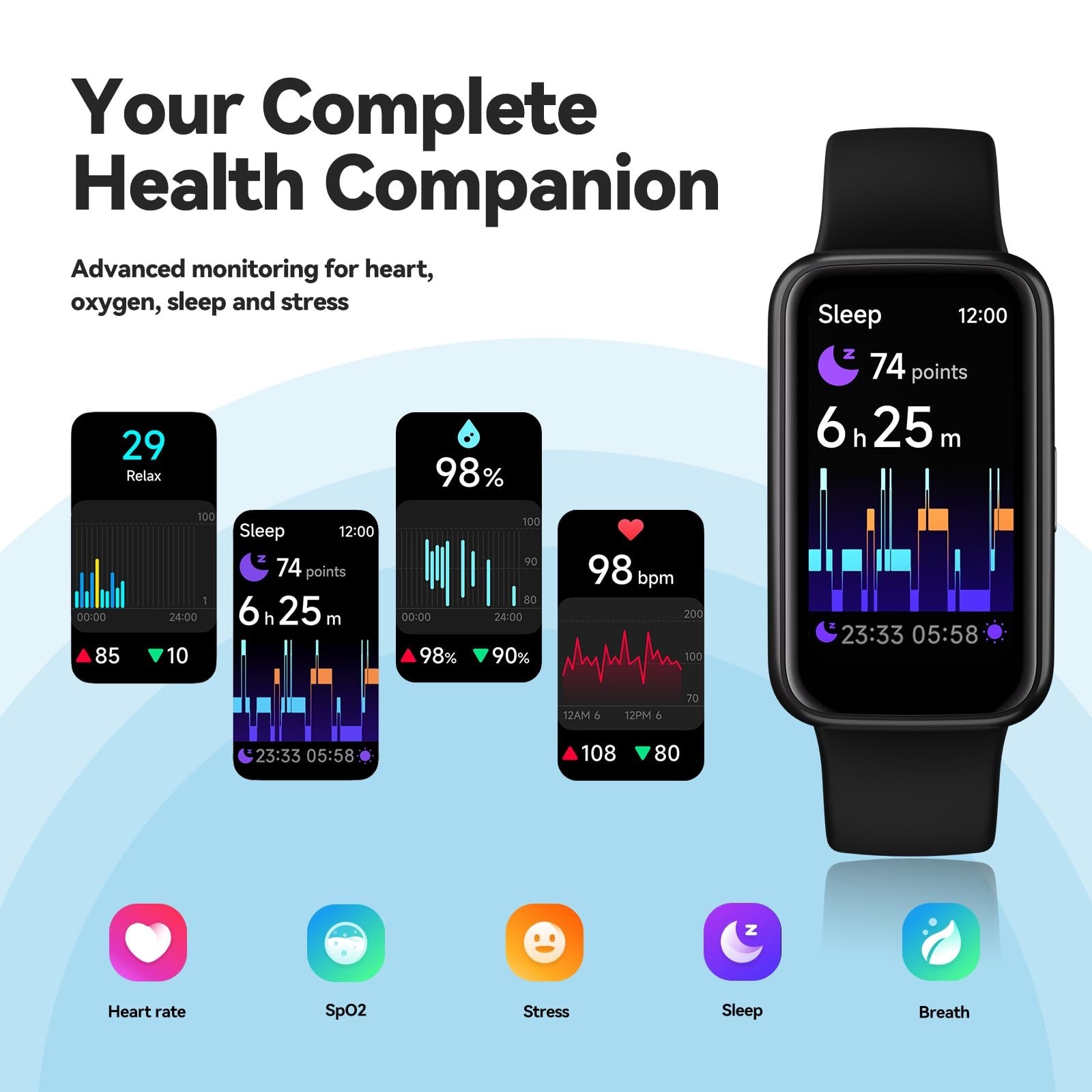 Smart Fitness Tracker Watch, 1.47″ Color Screen, Heart Rate Monitor, 100+ Sports
