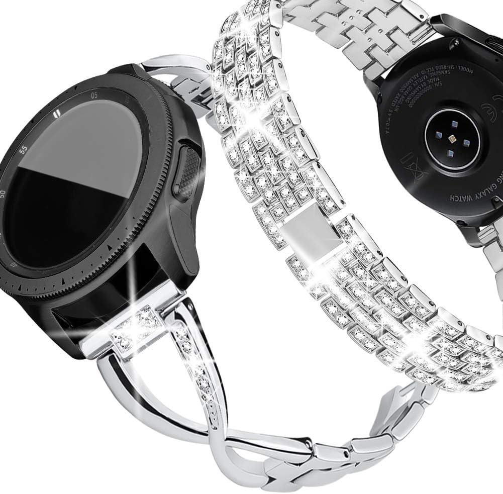 2 Pack Silver Jewelry Bling Strap Compatible with Samsung Galaxy Watch 8 40mm