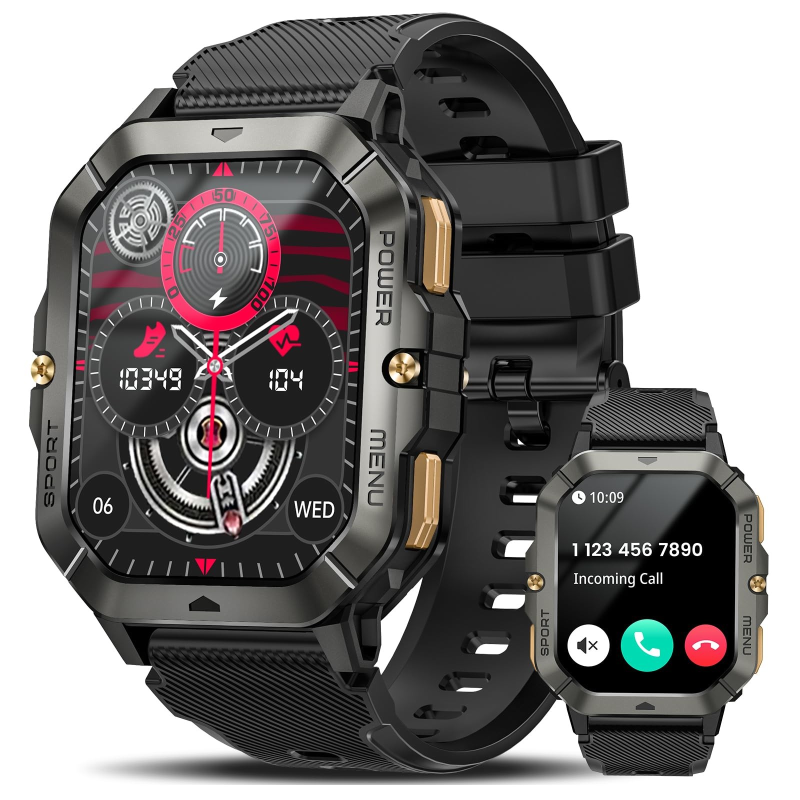 Military Smart Watches for Men Answer/Make Calls 2.02” Fitness Smart Watch f…