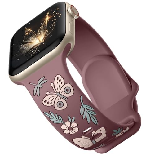 Soft Silicone Floral Strap Compatible with Apple Watch Series 6 40mm Women Sport