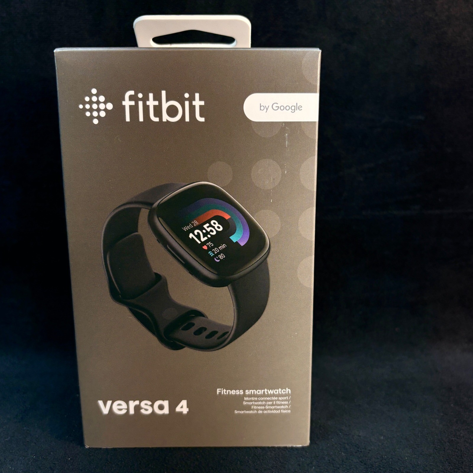 Fitbit Versa 4 Smartwatch Graphite Aluminum Case Black Infinity Band NIB