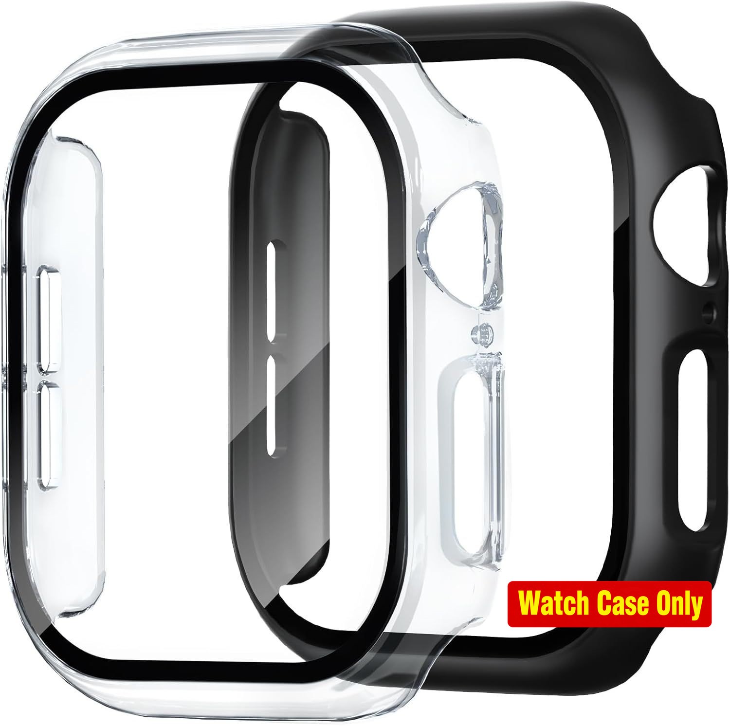 1 Black + 1 Clear Case For Apple Watch Series 11/10 46mm Slim Fit, Touch Respons