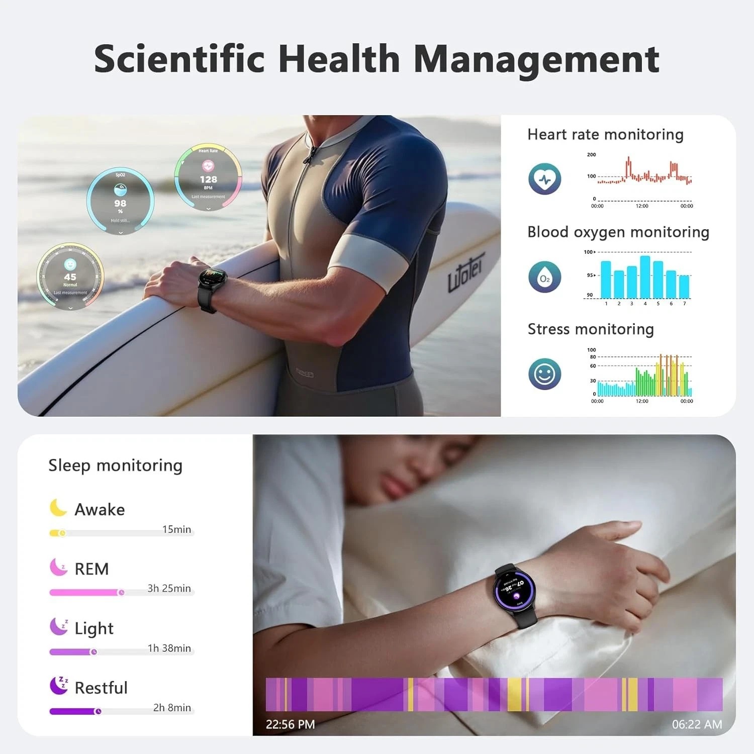 Bluetooth Smart Watch 1.43″ AMOLED Make Calls Heart Rate Fitness Tracker Black