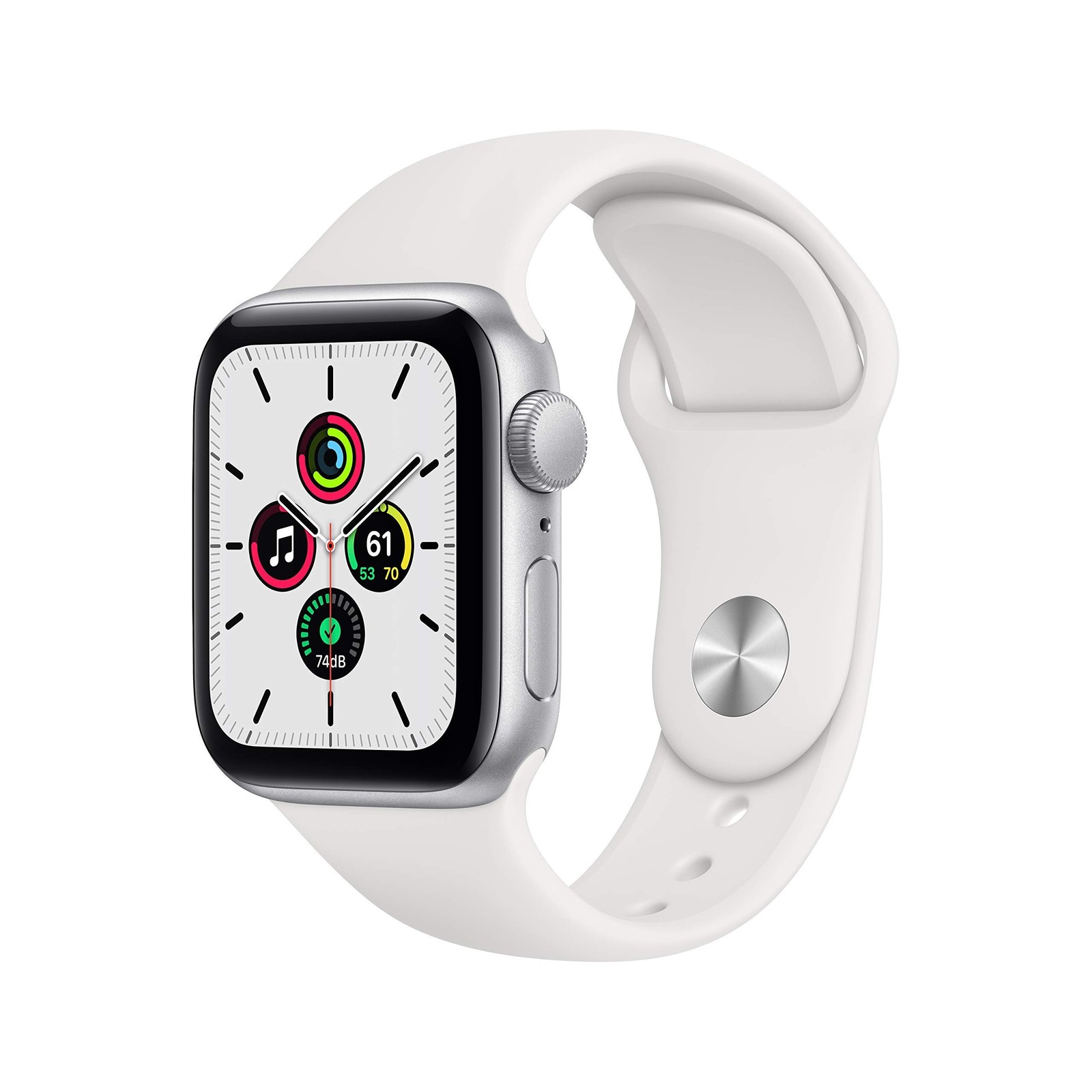 Apple Watch SE (GPS, 40mm) – Silver Aluminum Case with White Sport Band